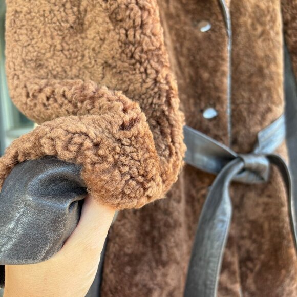 Vintage Waddington Brown Women's Sheepskin Lambskin Winter Jacket sz M - Picture 9 of 14
